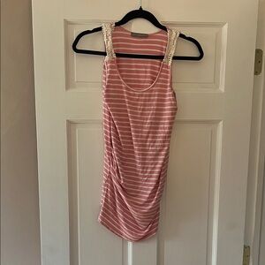 Loveappella Pink and White Striped Tank Top